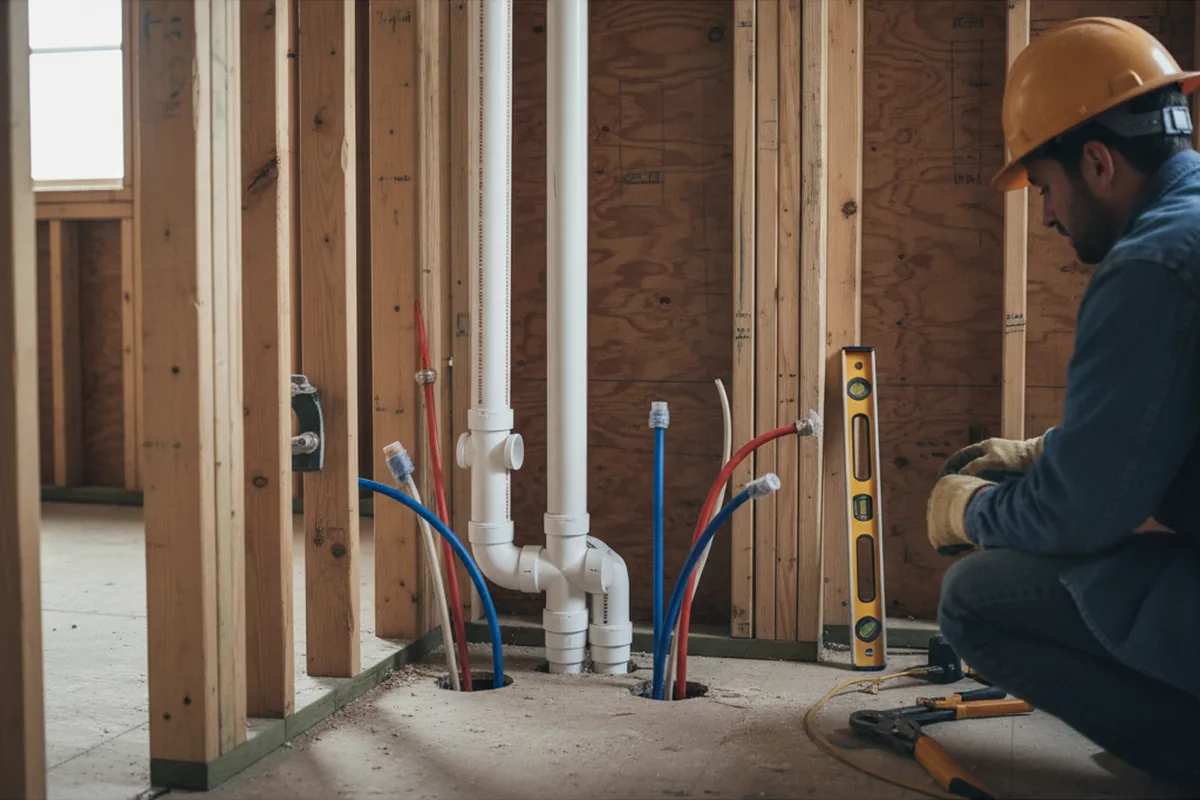 Drain and supply rough-in during Leak Detection in River
